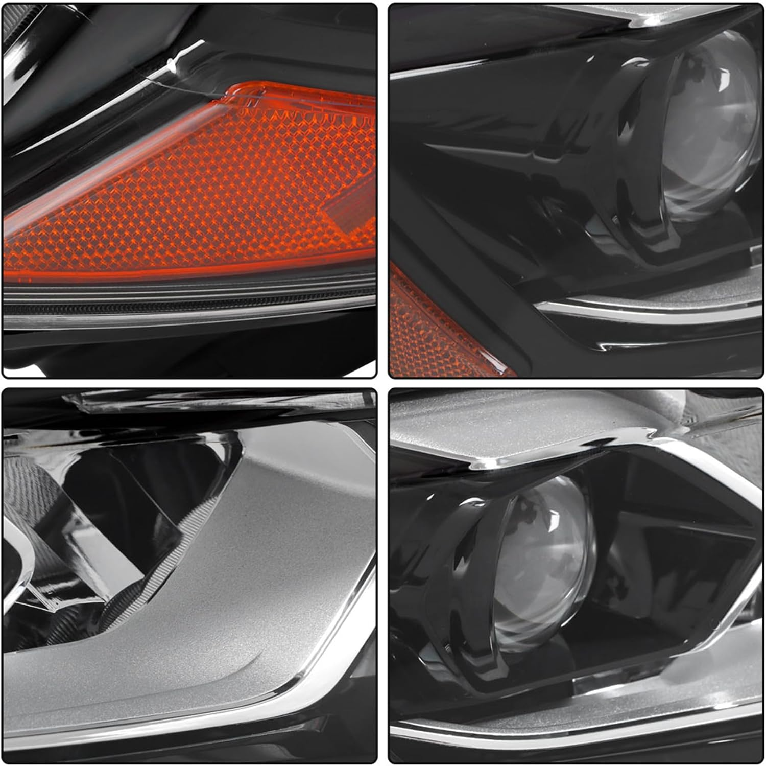 Headlight Assembly Set for 2014-2016 Nissan Rogue – Driver & Passenger Side Halogen Headlamps Replacement (Left + Right Pair)