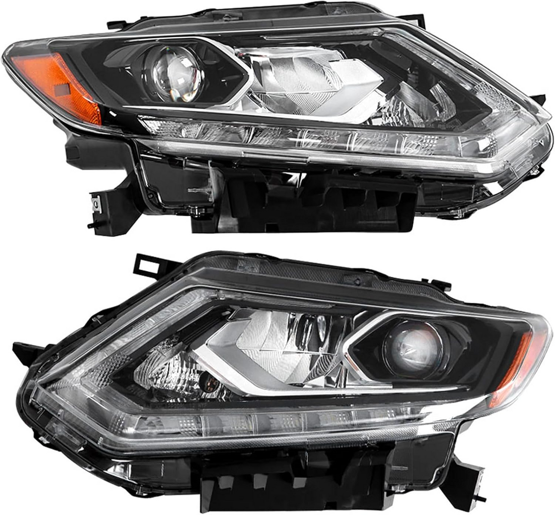 Headlight Assembly Set for 2014 2015 2016 Nissan Rogue – Driver & Passenger Side Clear Lens Headlamps