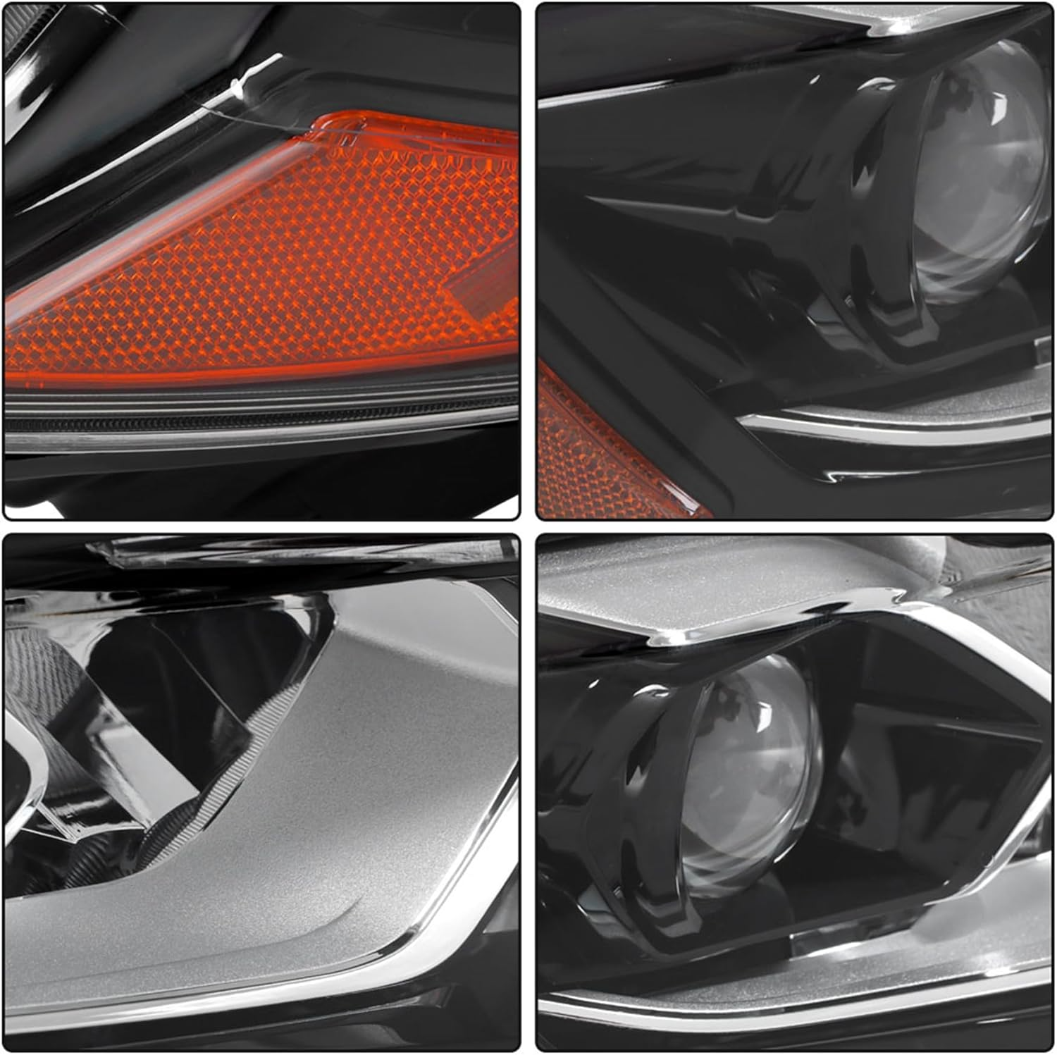 Headlight Assembly Set for 2014 2015 2016 Nissan Rogue – Driver & Passenger Side Clear Lens Headlamps