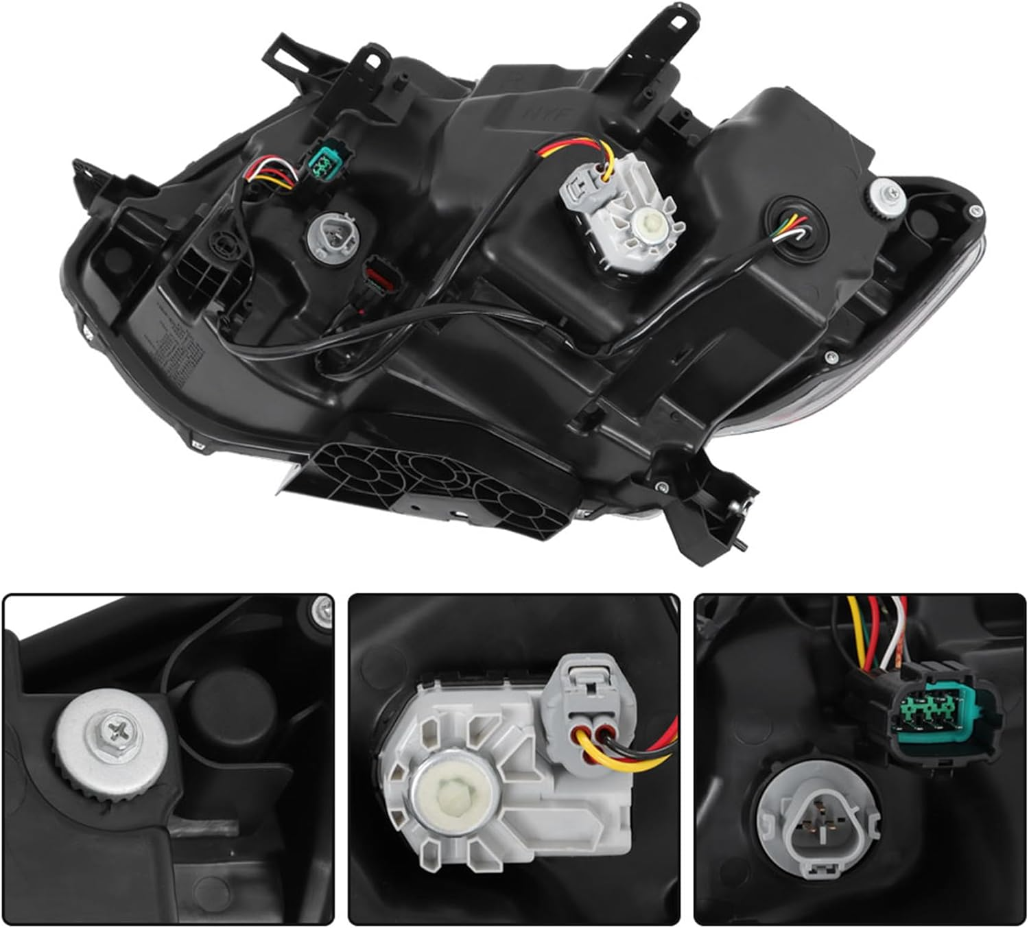 Headlight Assembly Set for 2014-2016 Nissan Rogue – Driver & Passenger Side Halogen Headlamps Replacement (Left + Right Pair)